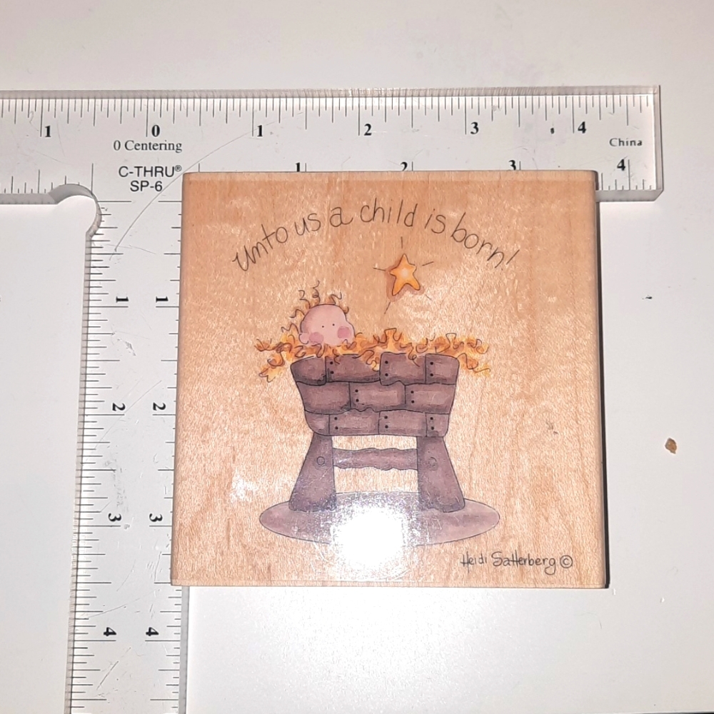 Unto Us a Child is Born Rubber Stamp